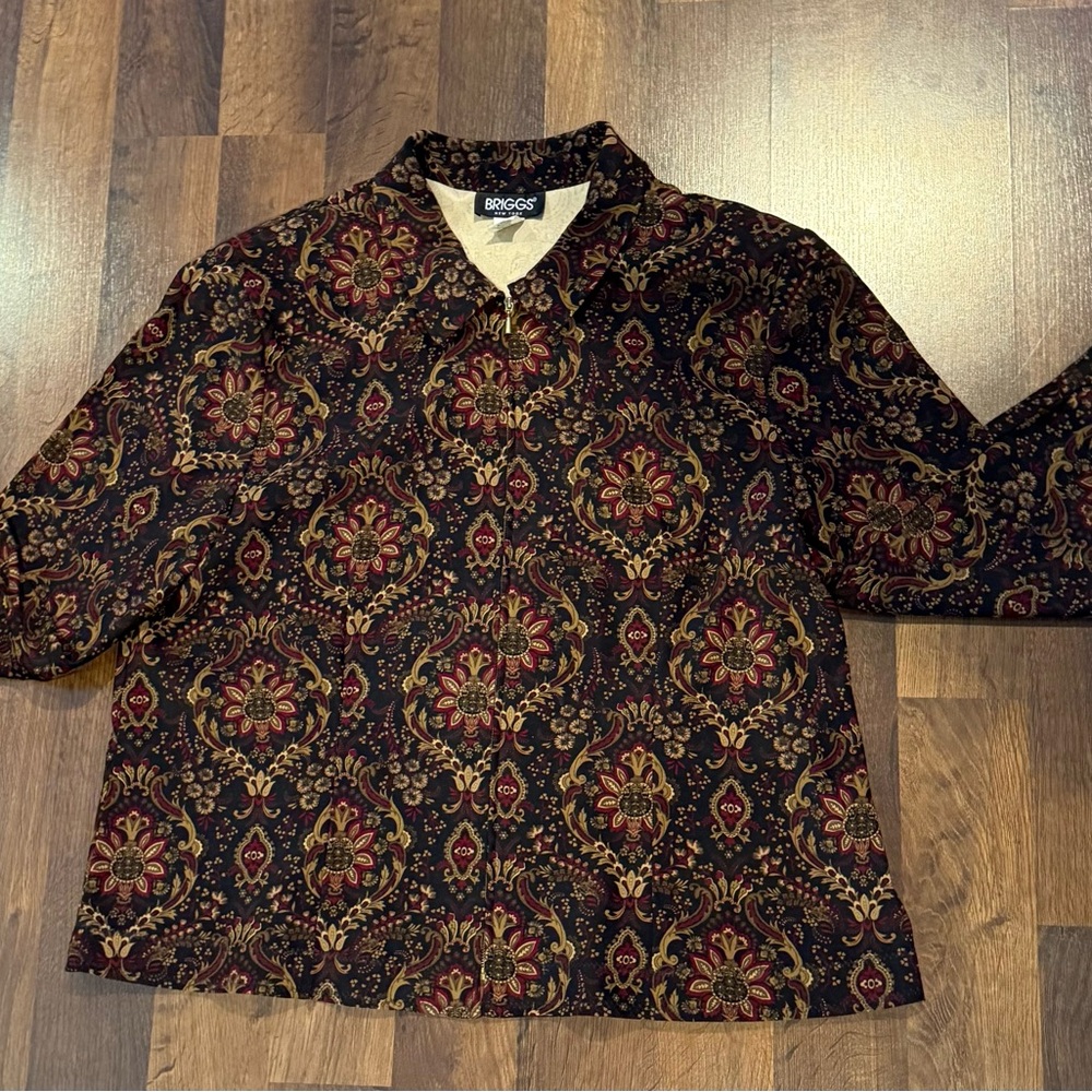 Briggs New York Paisley Type Floral Patterned Jacket size 20W